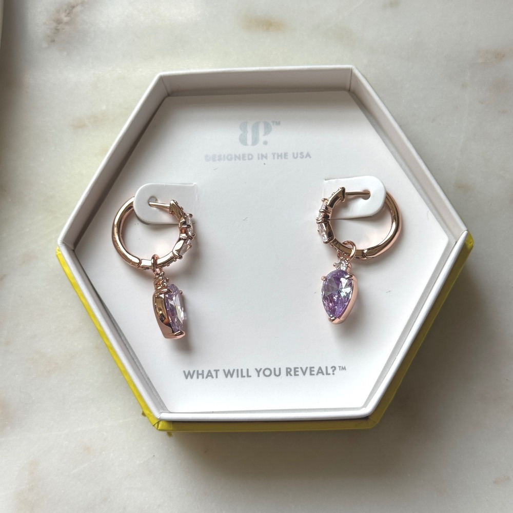 Bomb Party Weekend Wardrobe Lavender Topaz CZ Rose Gold Hoop Earrings RBP8652